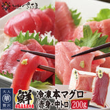 本マグロ中トロ・赤身セット　各100g　合計200g　 冷凍 福井県越前市の魚屋 美味食卓さくだ屋